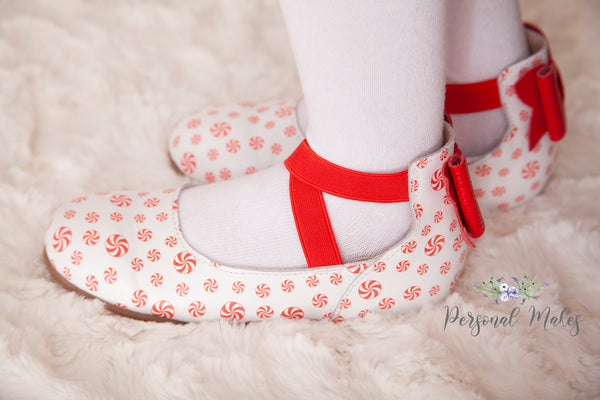 Peppermint Candy Bow Back Ballet Shoes