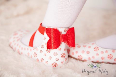 Peppermint Candy Bow Back Ballet Shoes